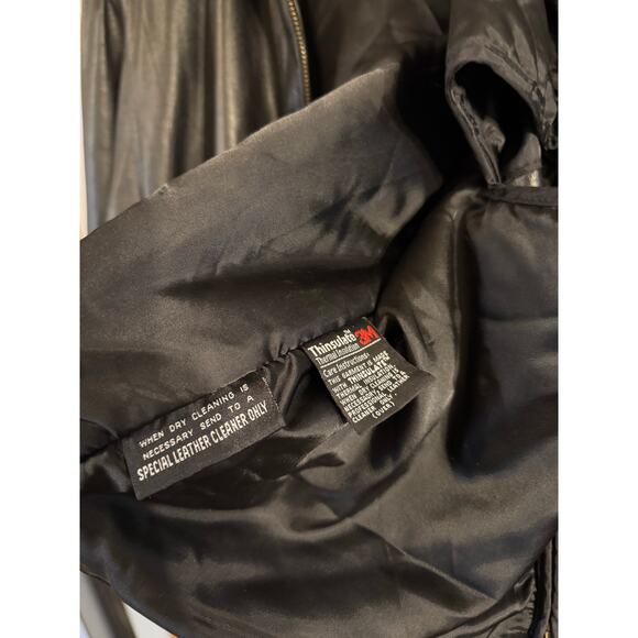 Vintage Wilsons Black 100% Leather Jacket w/ Thinsulate Lining Vest Men's XL - Picture 3 of 5
